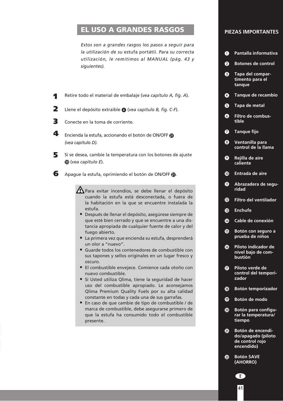 El uso a grandes rasgos | Qlima SRE7037C User Manual | Page 63 / 184