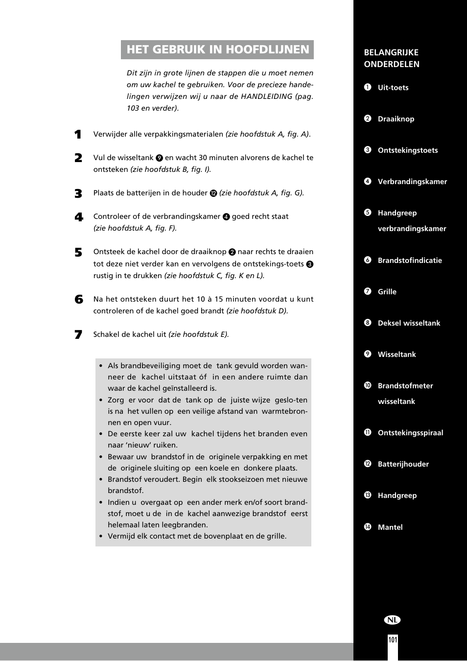 Het gebruik in hoofdlijnen | Qlima R7127TC User Manual | Page 101 / 162