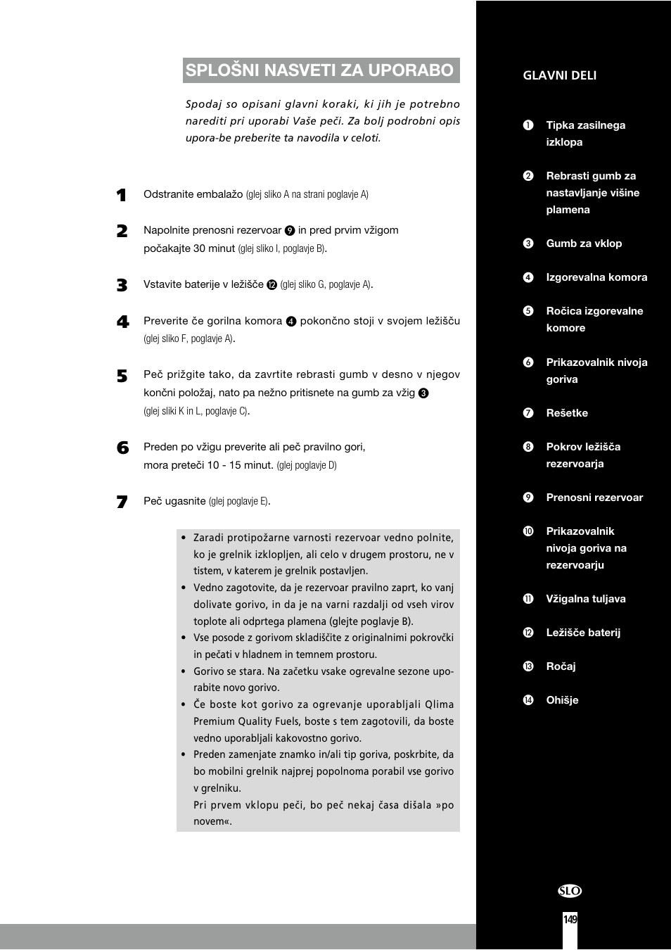 Splošni nasveti za uporabo | Qlima R7127TC User Manual | Page 149 / 162