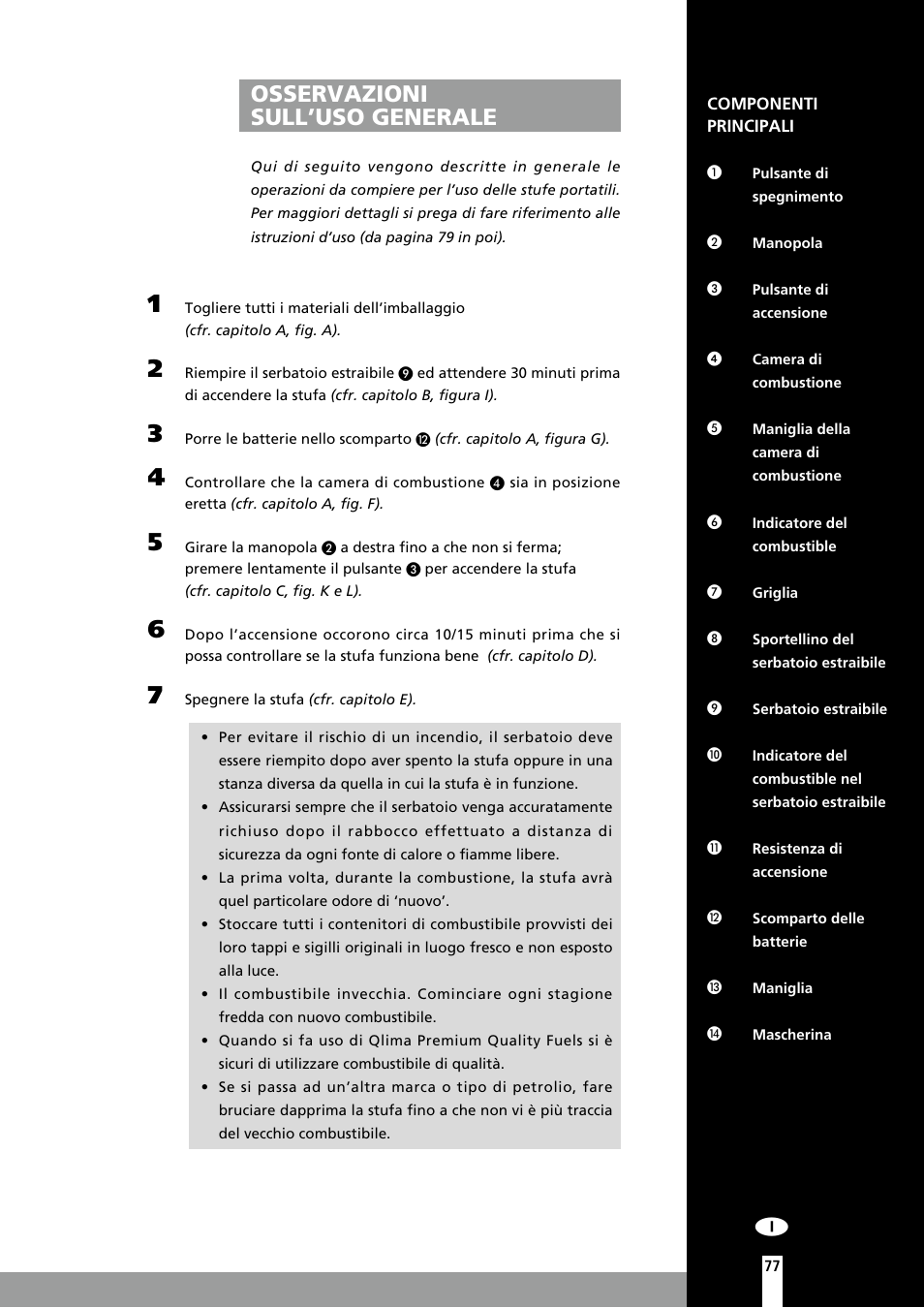 Osservazioni sull’uso generale | Qlima R7127TC User Manual | Page 77 / 162