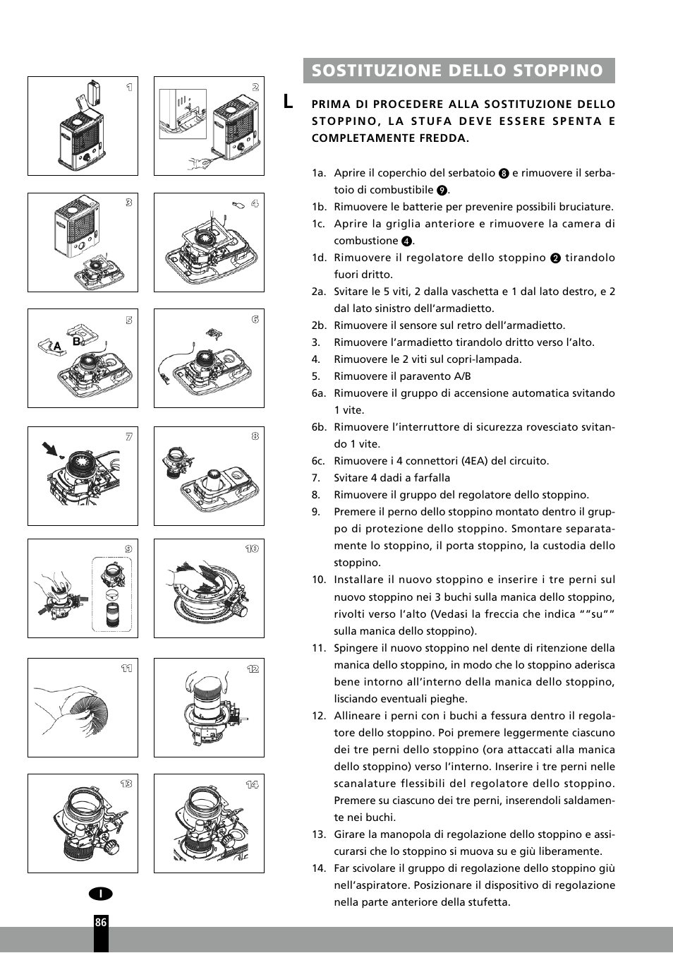 Sostituzione dello stoppino | Qlima R7127TC User Manual | Page 86 / 162