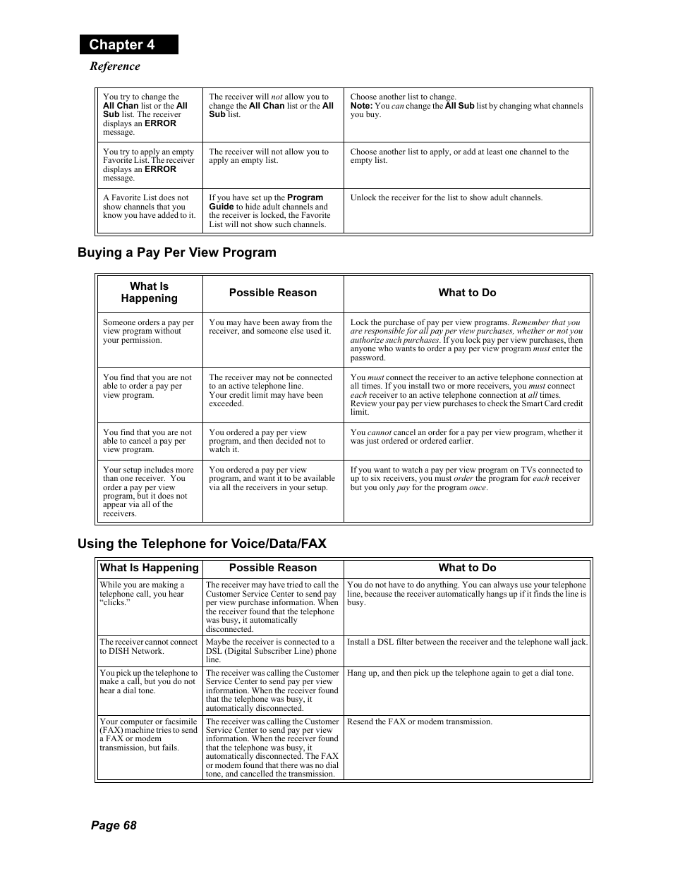 Chapter 4, Page 68 reference | Dish Network Duo 322 User Manual | Page 73 / 98