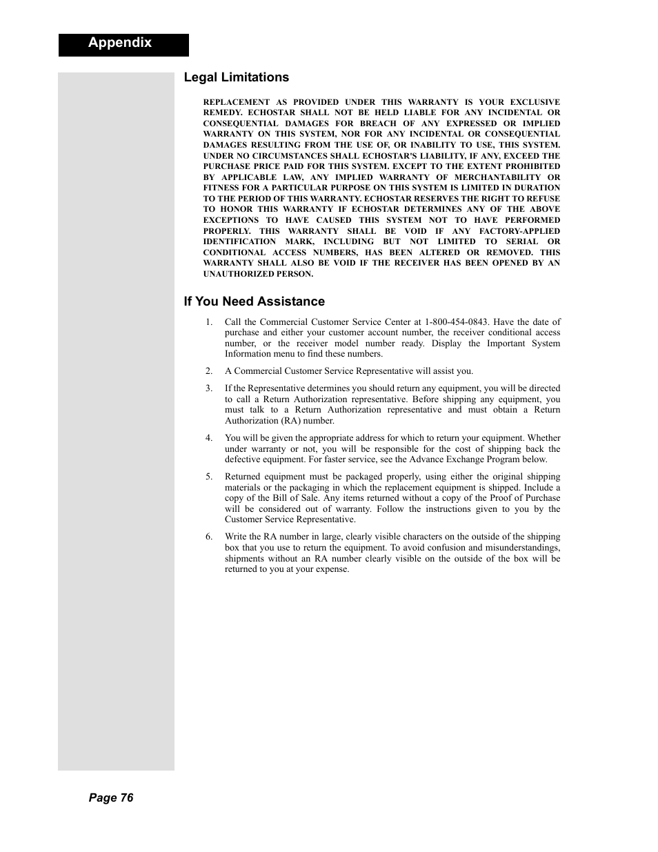 Appendix | Dish Network Duo 322 User Manual | Page 81 / 98