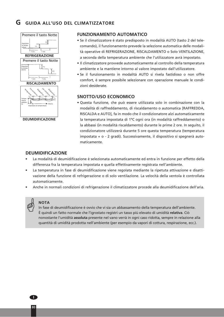 Snotto/uso economico, Deumidificazione | Qlima SC3331 in User Manual | Page 80 / 176