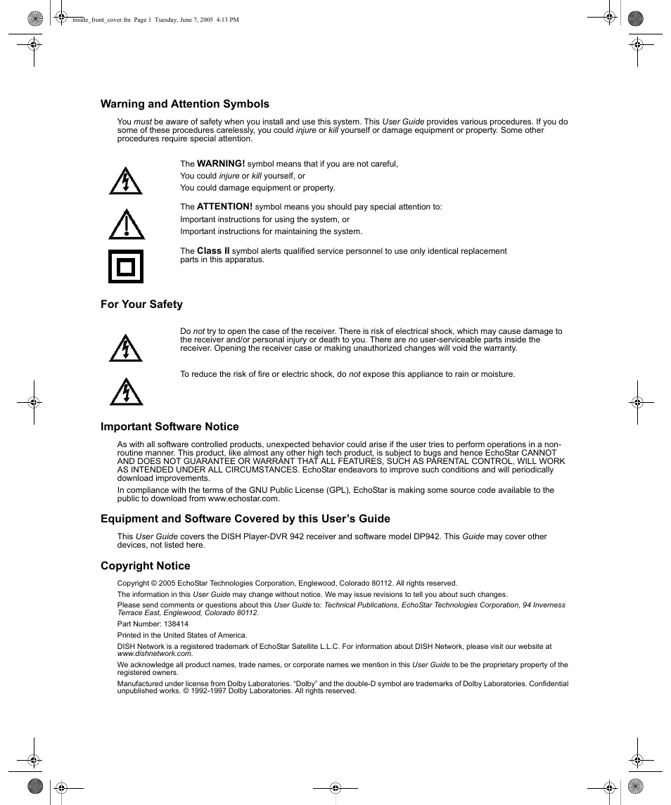 Dish Network 942 User Manual | 162 pages