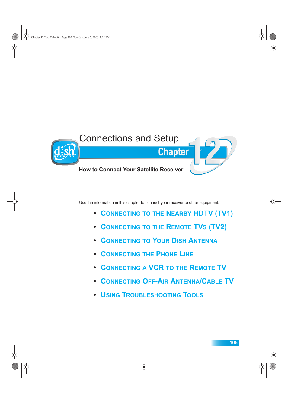 12 connections and setup, Connections and setup | Dish Network 942 User Manual | Page 112 / 162