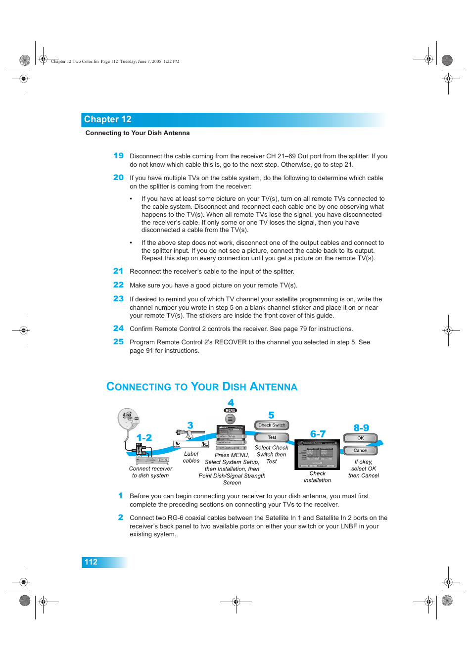 Onnecting, Ntenna | Dish Network 942 User Manual | Page 119 / 162