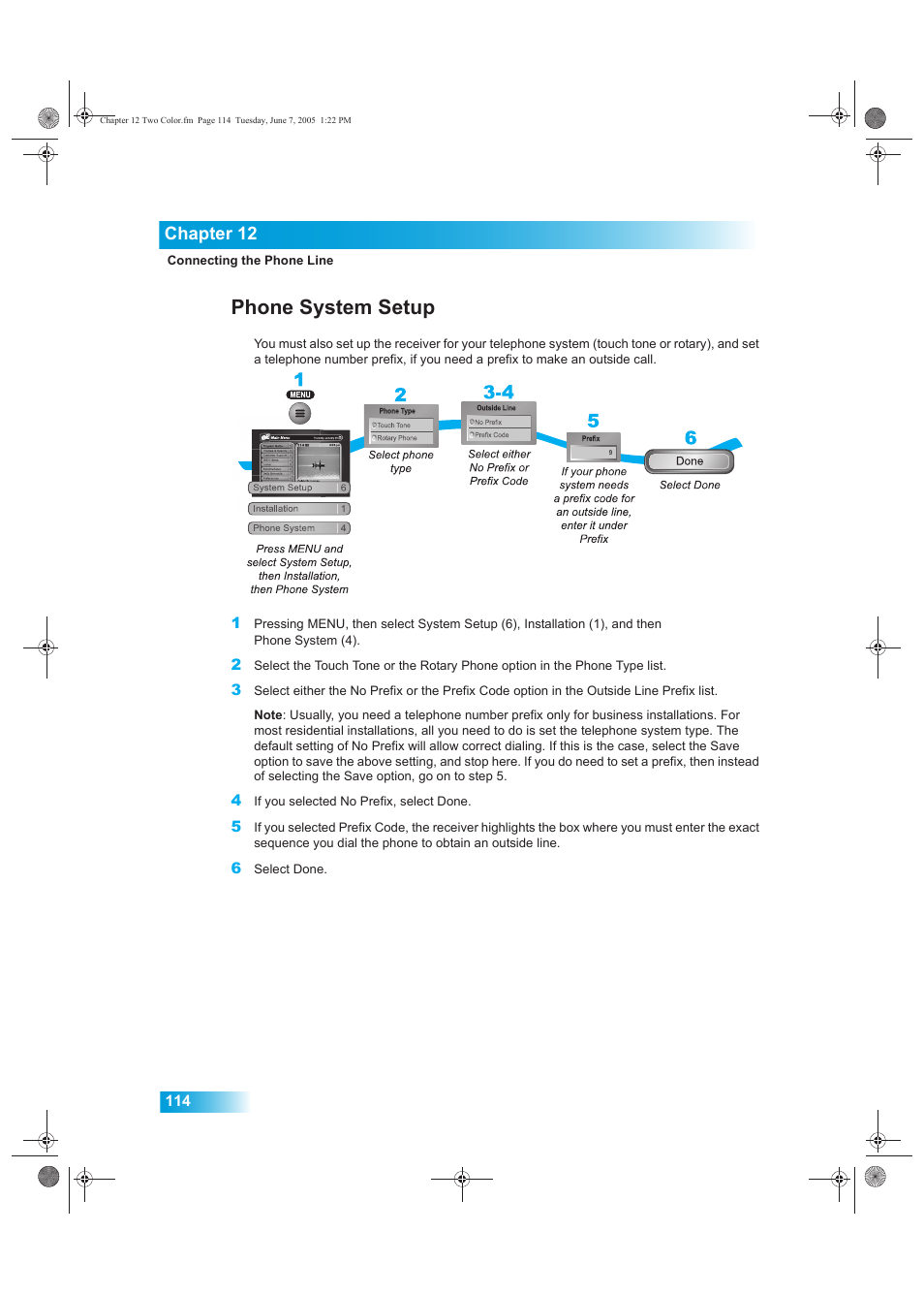 Phone system setup, Chapter 12 | Dish Network 942 User Manual | Page 121 / 162