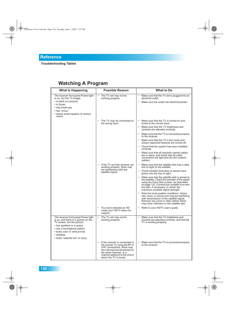 Watching a program, Reference | Dish Network 942 User Manual | Page 137 / 162
