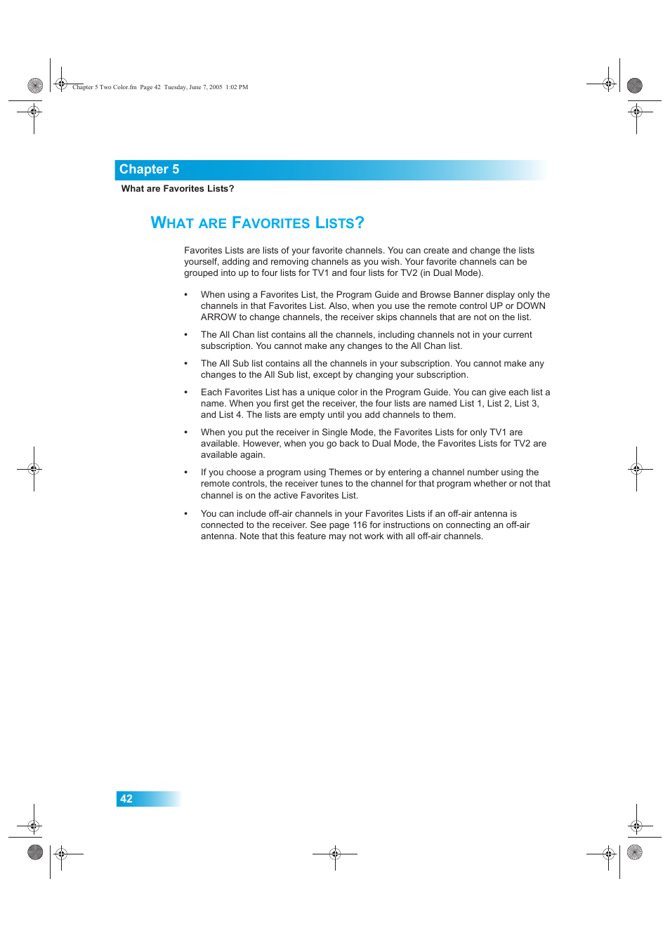 Avorites, Ists | Dish Network 942 User Manual | Page 49 / 162