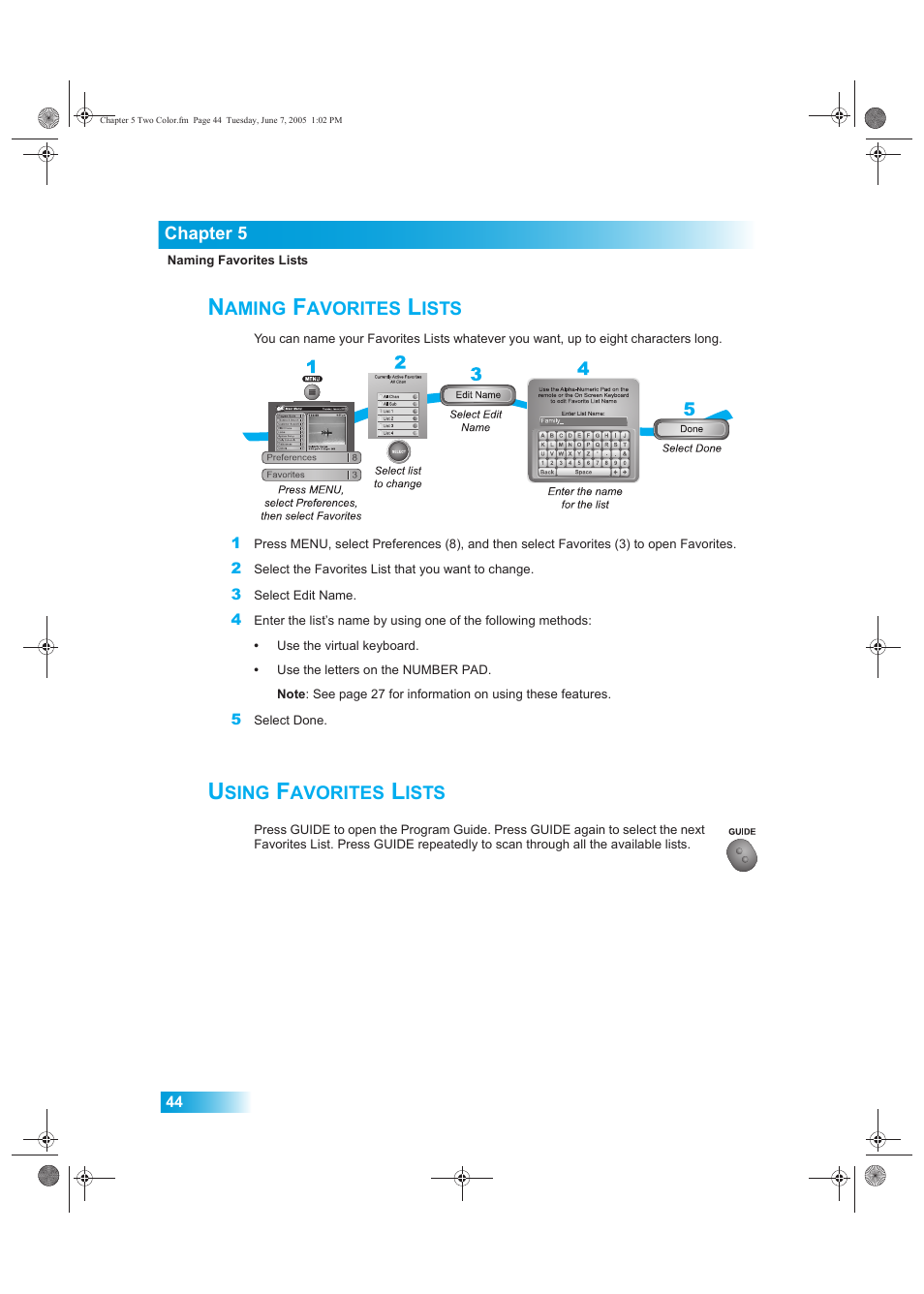 Aming, Avorites, Ists | Sing | Dish Network 942 User Manual | Page 51 / 162