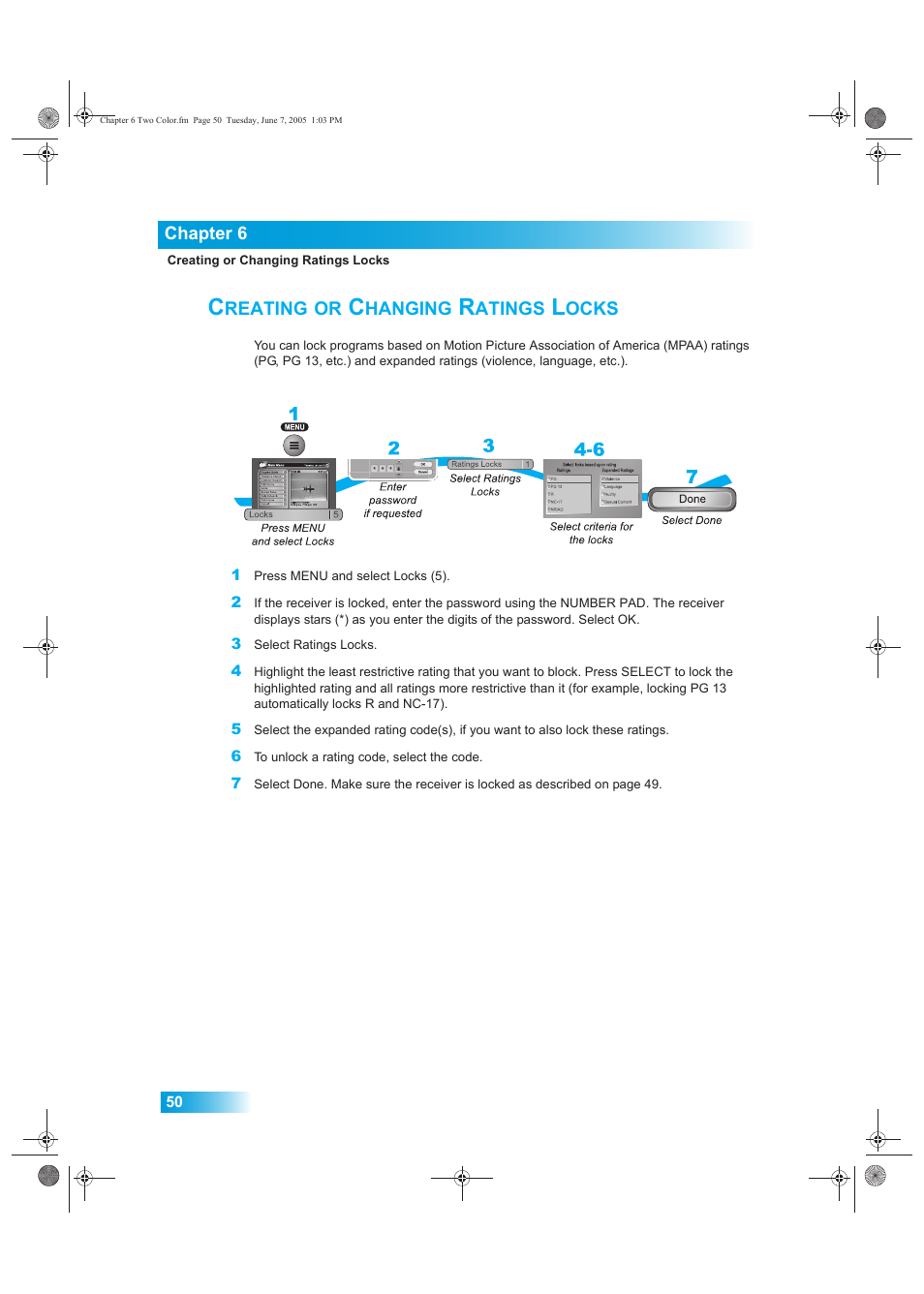Reating, Hanging, Atings | Ocks | Dish Network 942 User Manual | Page 57 / 162