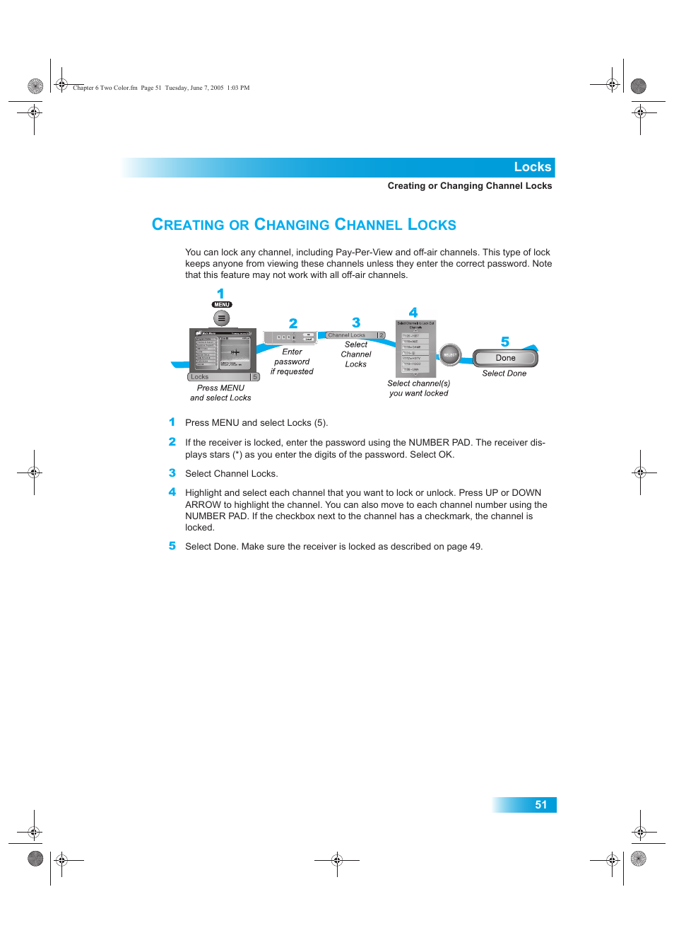 Reating, Hanging, Hannel | Ocks | Dish Network 942 User Manual | Page 58 / 162