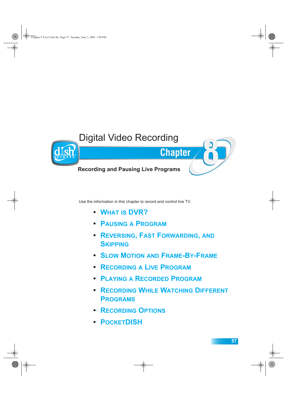 Chapter_8, Digital video recording | Dish Network 942 User Manual | Page 64 / 162