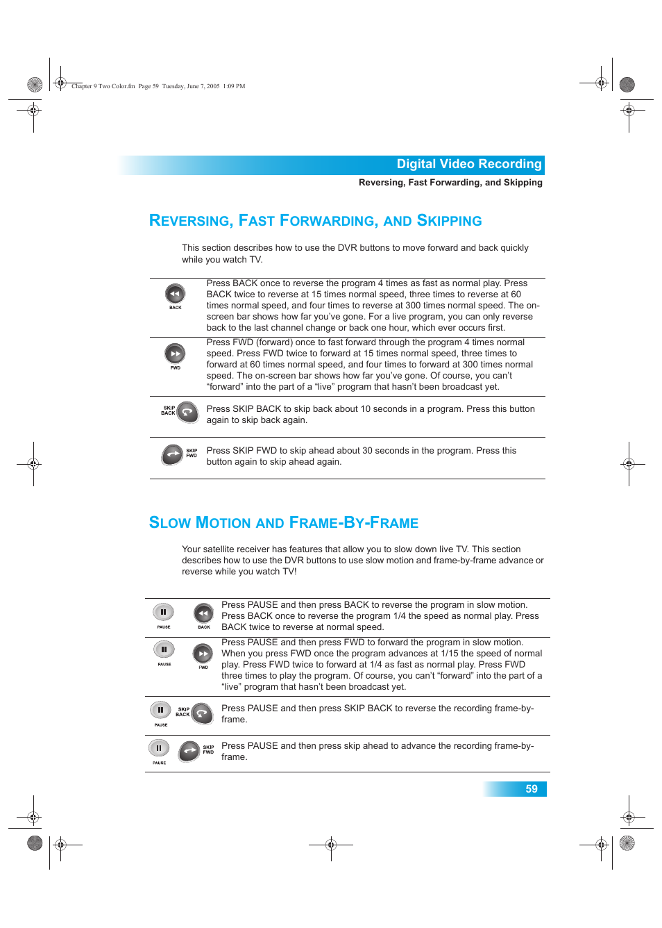 Eversing, Orwarding, Kipping | Otion, Rame | Dish Network 942 User Manual | Page 66 / 162