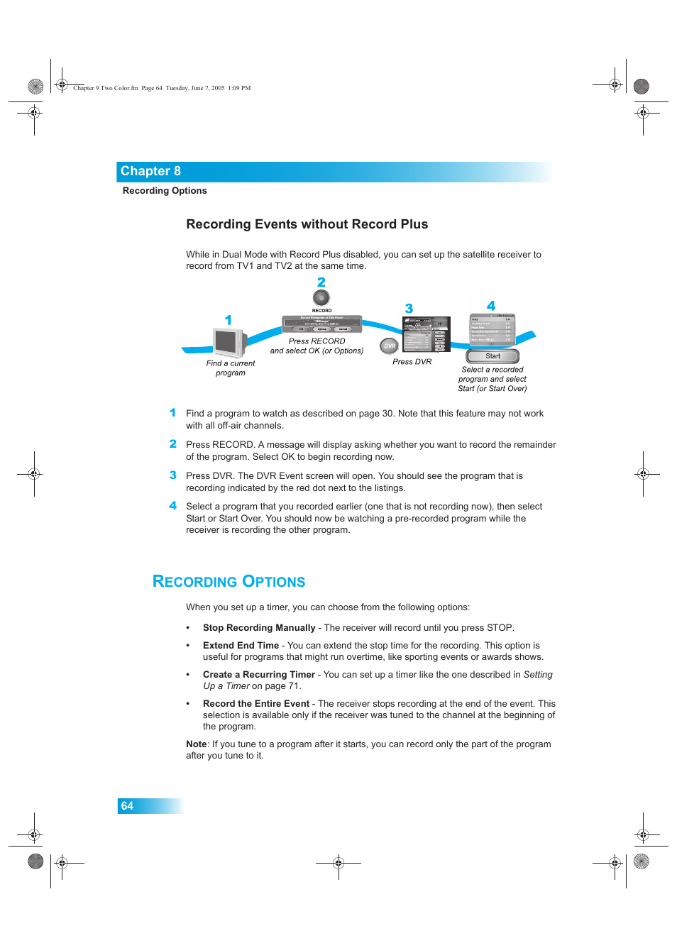 Ecording, Ptions | Dish Network 942 User Manual | Page 71 / 162