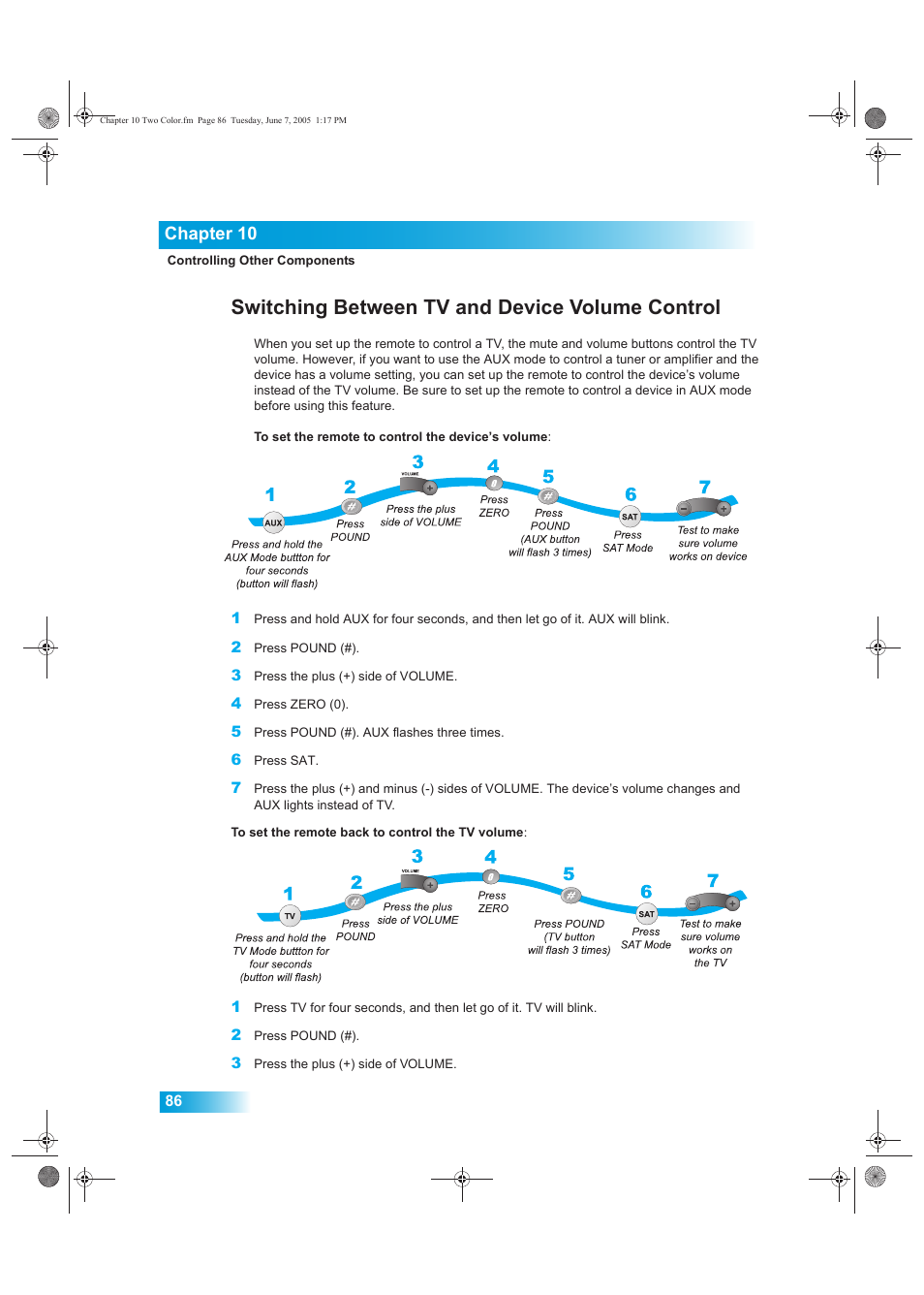Switching between tv and device volume control, Chapter 10 | Dish Network 942 User Manual | Page 93 / 162