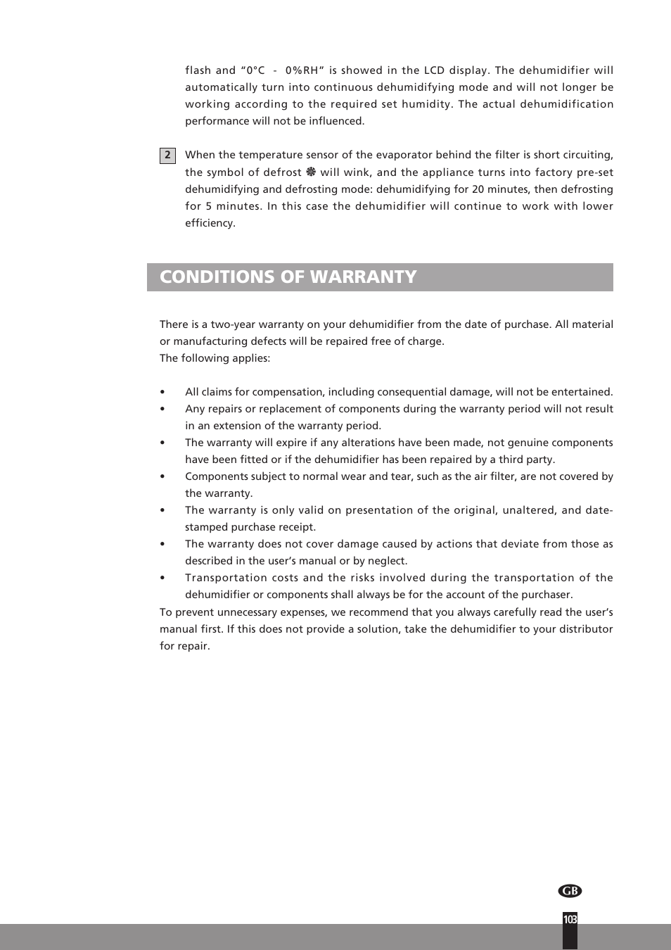Conditions of warranty | Qlima D512 User Manual | Page 103 / 248