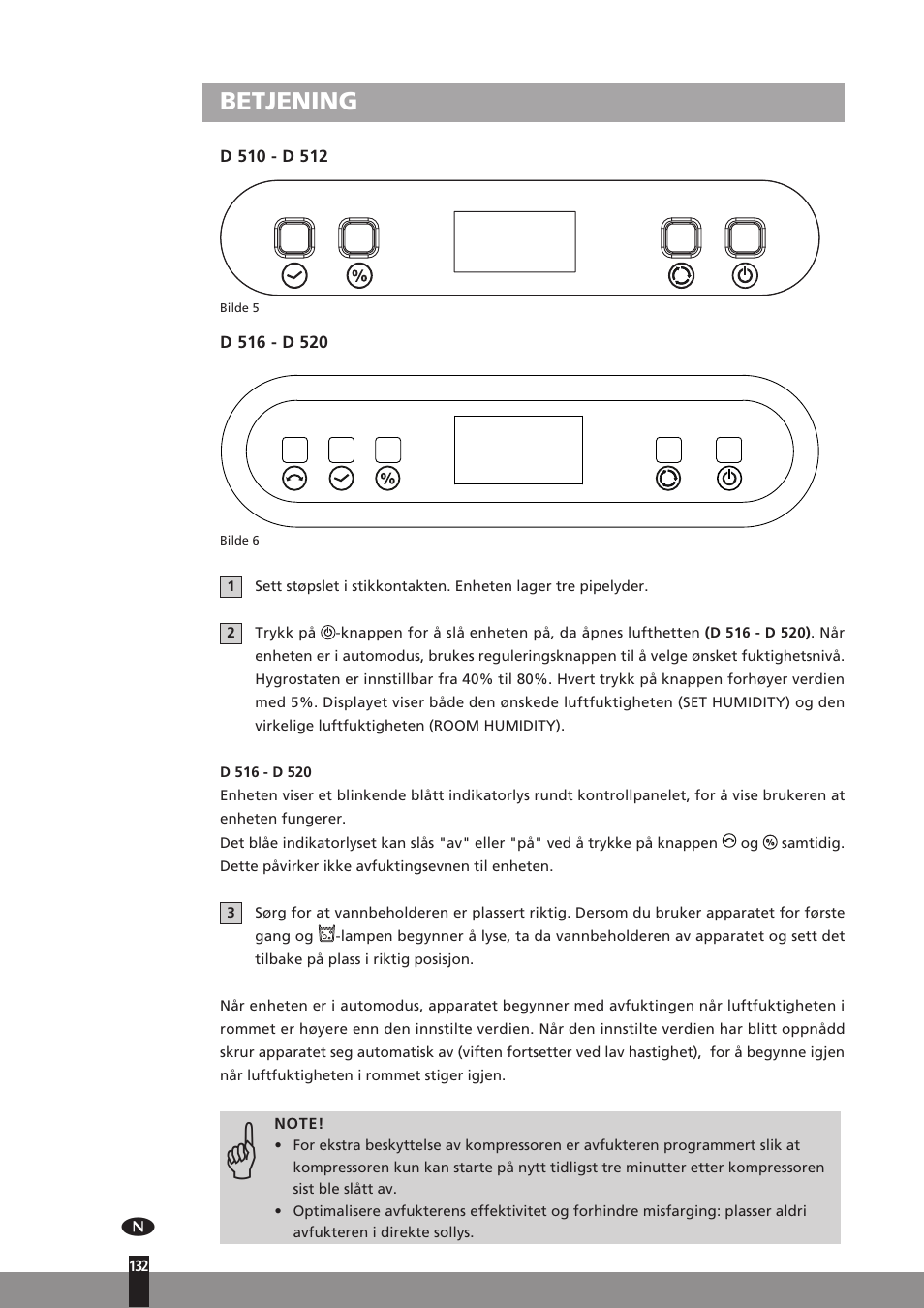 Betjening | Qlima D512 User Manual | Page 132 / 248