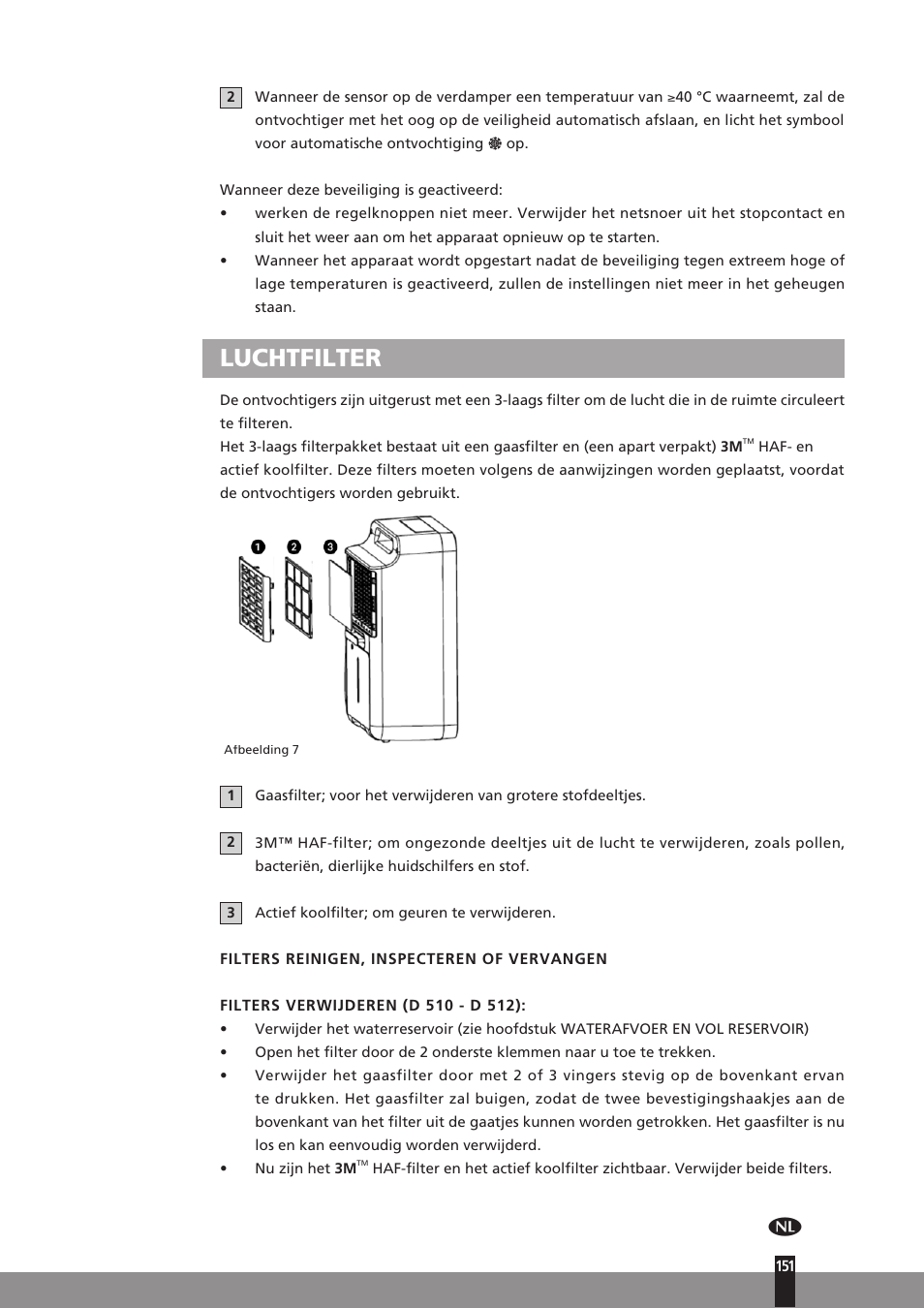 Luchtfilter | Qlima D512 User Manual | Page 151 / 248