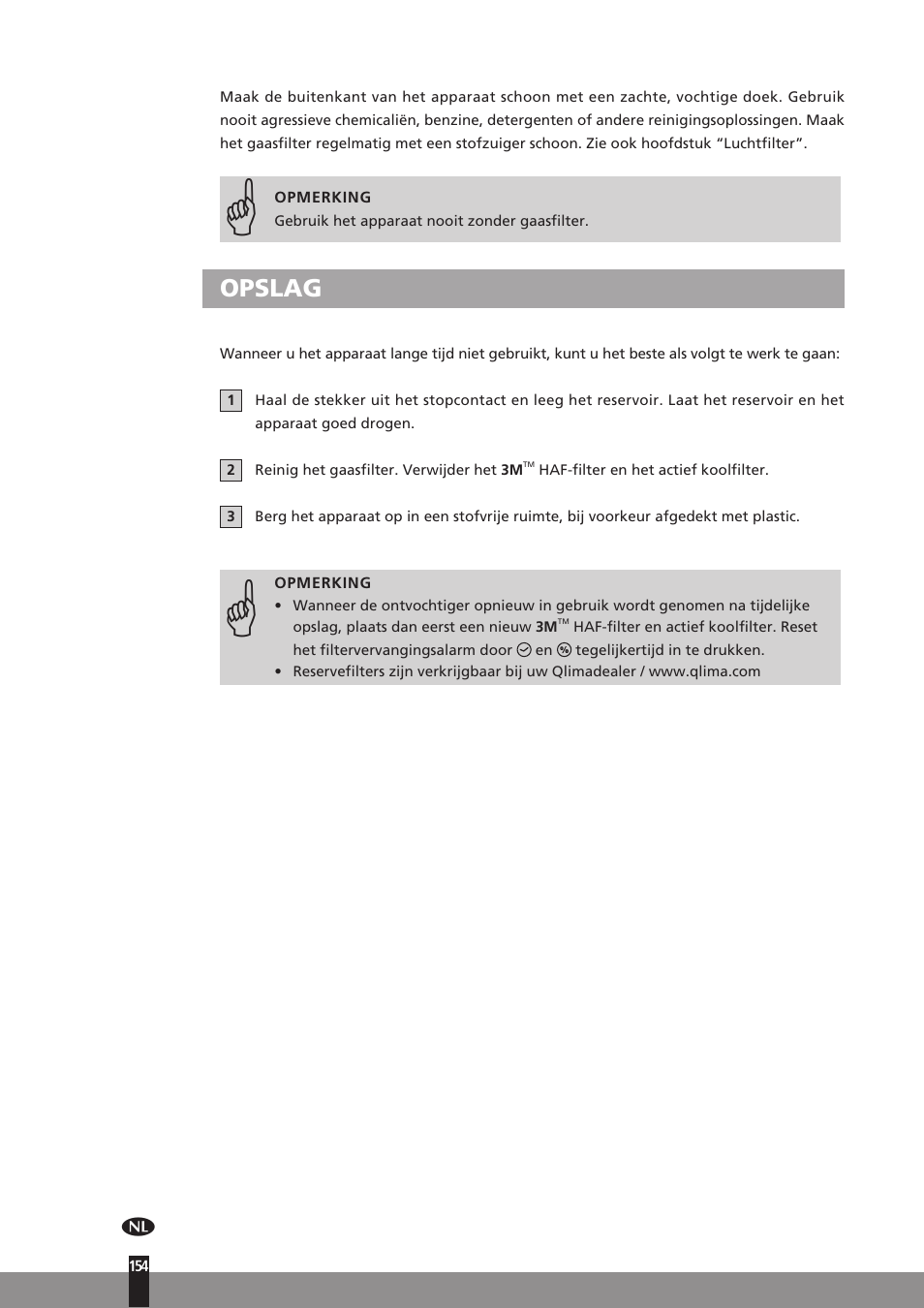 Opslag | Qlima D512 User Manual | Page 154 / 248