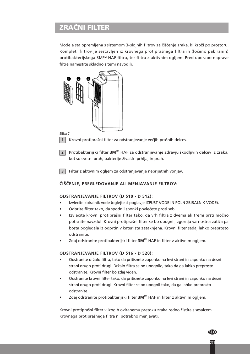 Zračni filter | Qlima D512 User Manual | Page 221 / 248