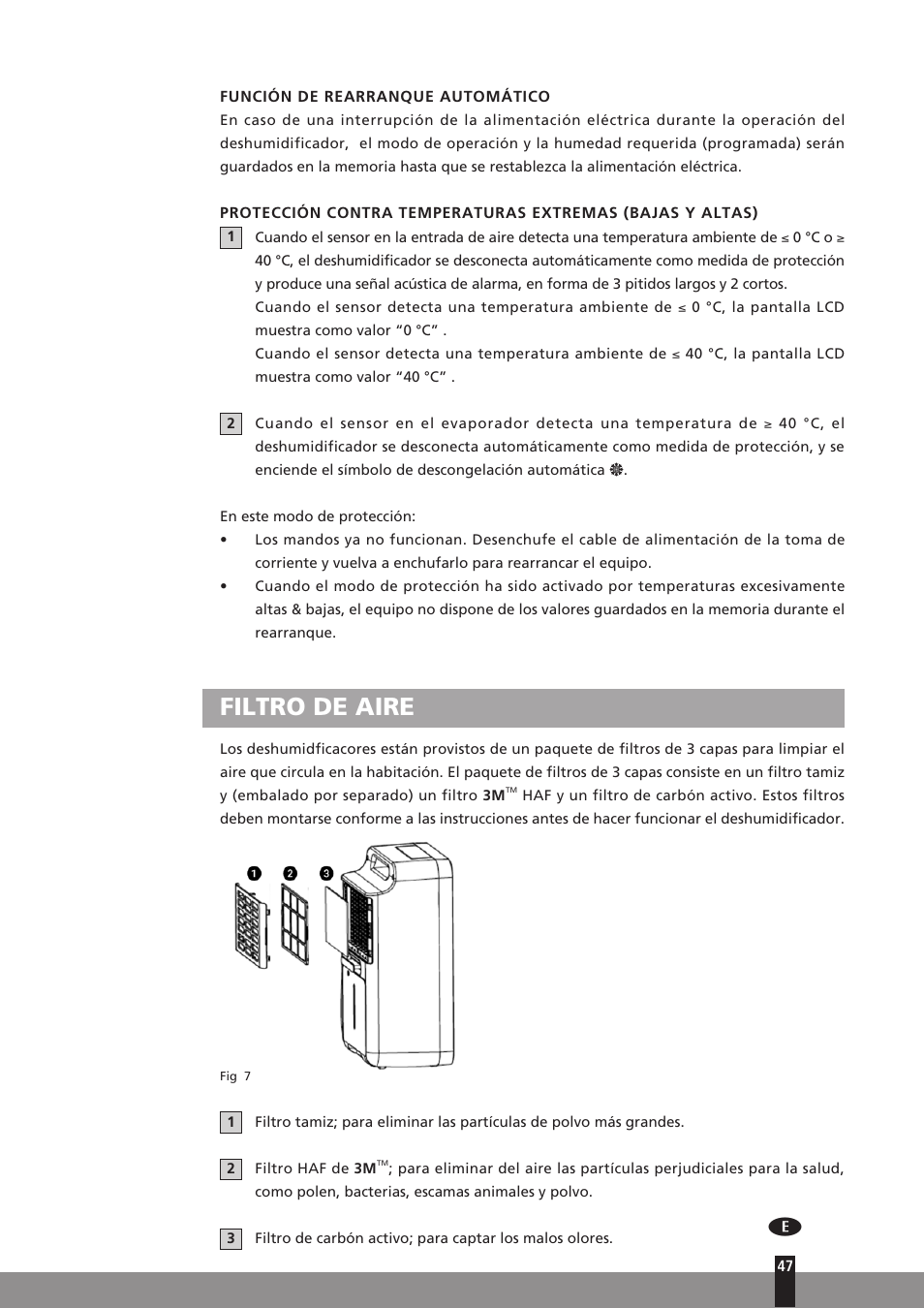 Filtro de aire | Qlima D512 User Manual | Page 47 / 248