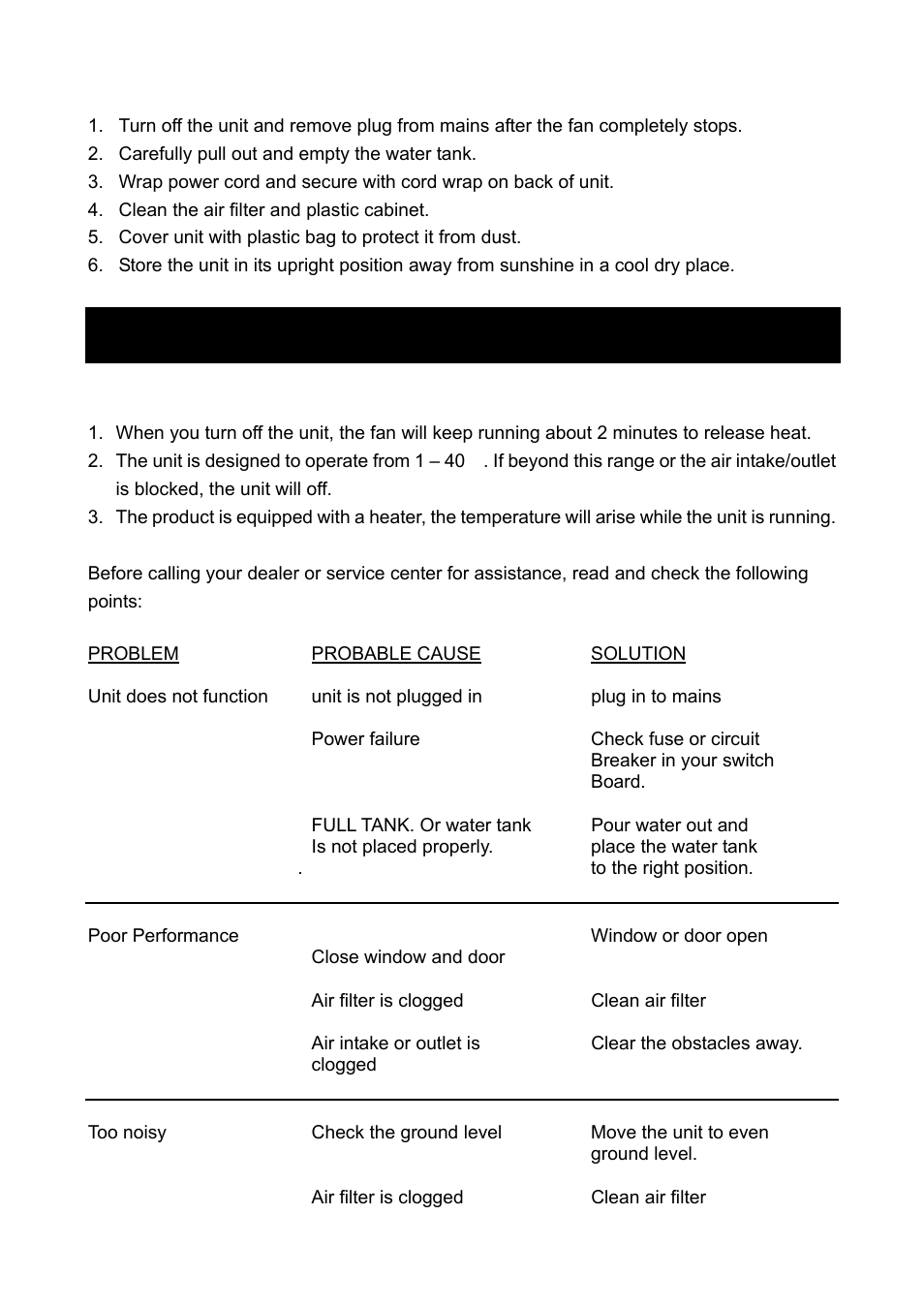 Trouble shooting | Qlima DD108 User Manual | Page 6 / 6