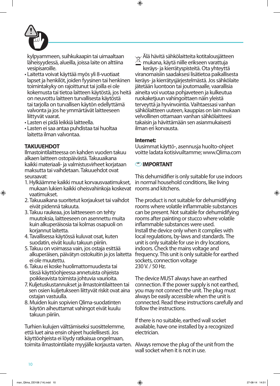 Qlima DD108 User Manual | Page 10 / 36