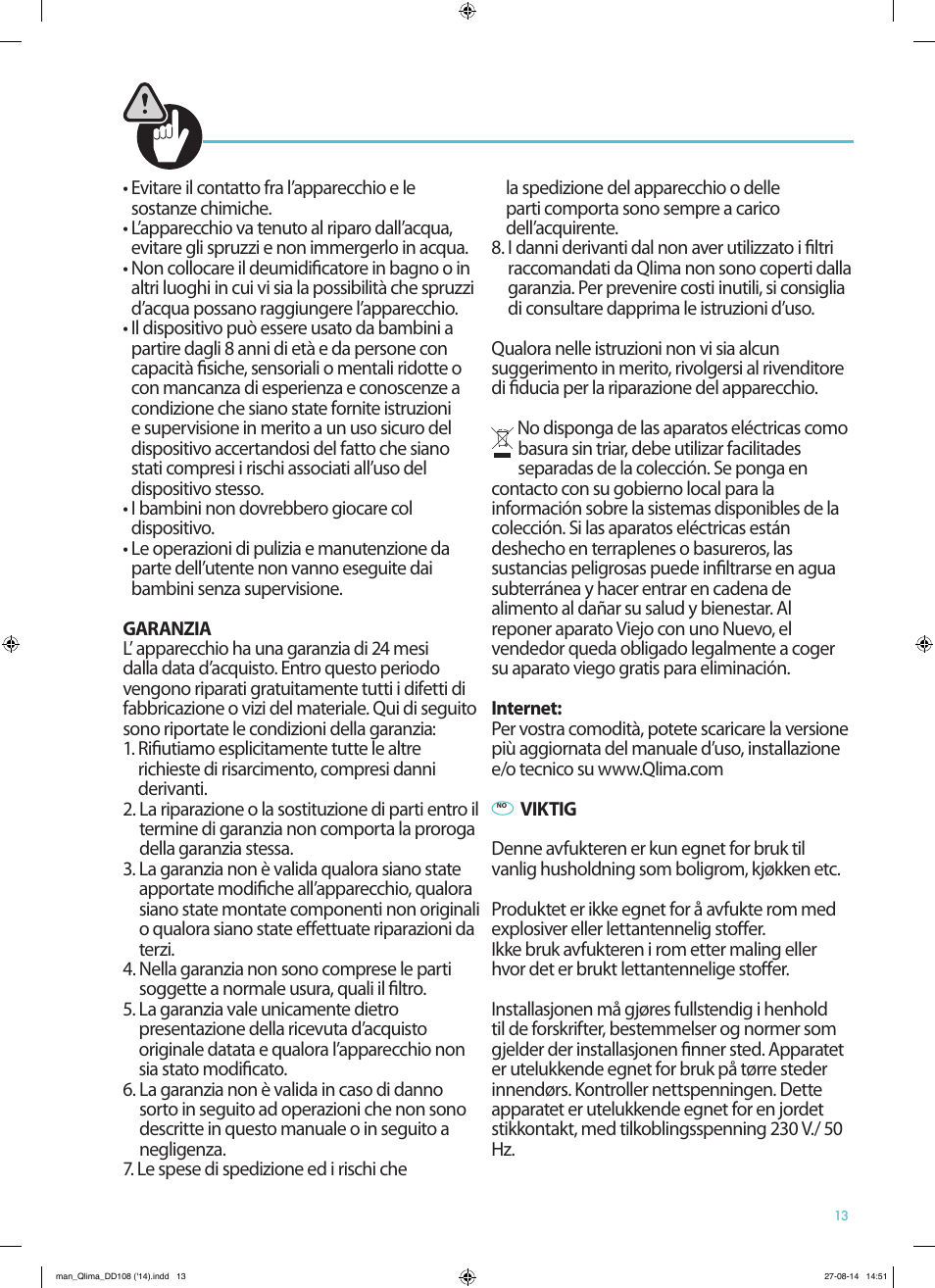Qlima DD108 User Manual | Page 13 / 36