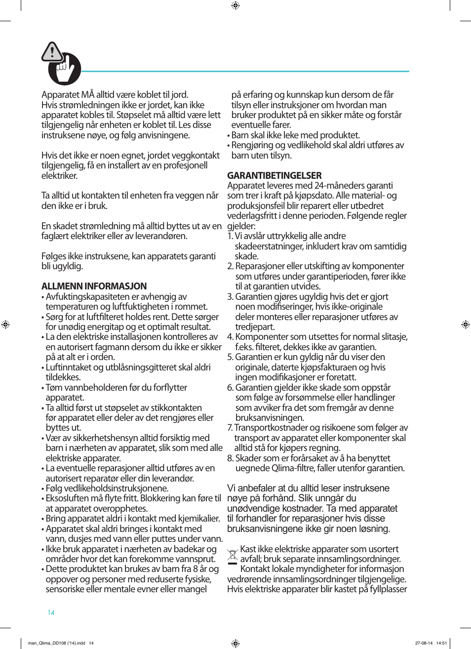 Qlima DD108 User Manual | Page 14 / 36