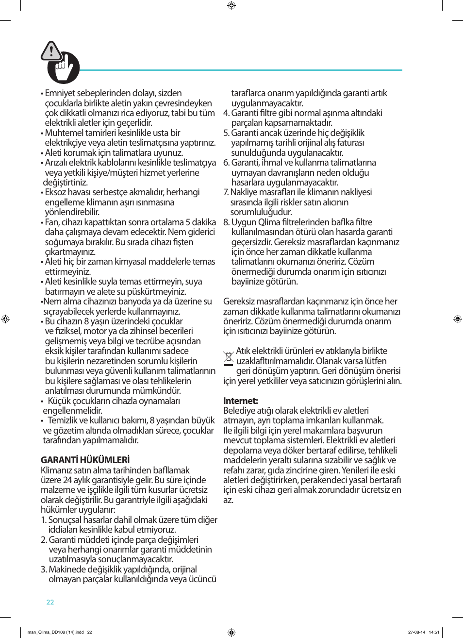 Qlima DD108 User Manual | Page 22 / 36