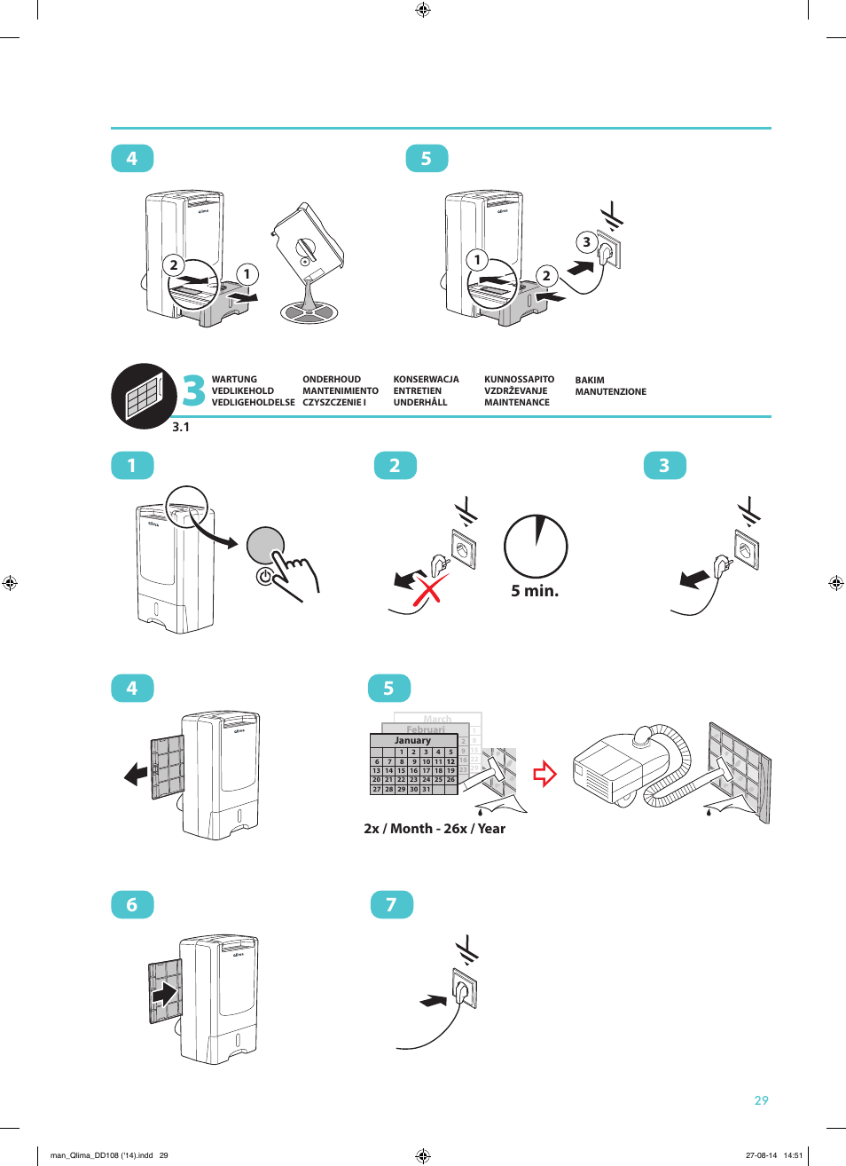 5 min | Qlima DD108 User Manual | Page 29 / 36