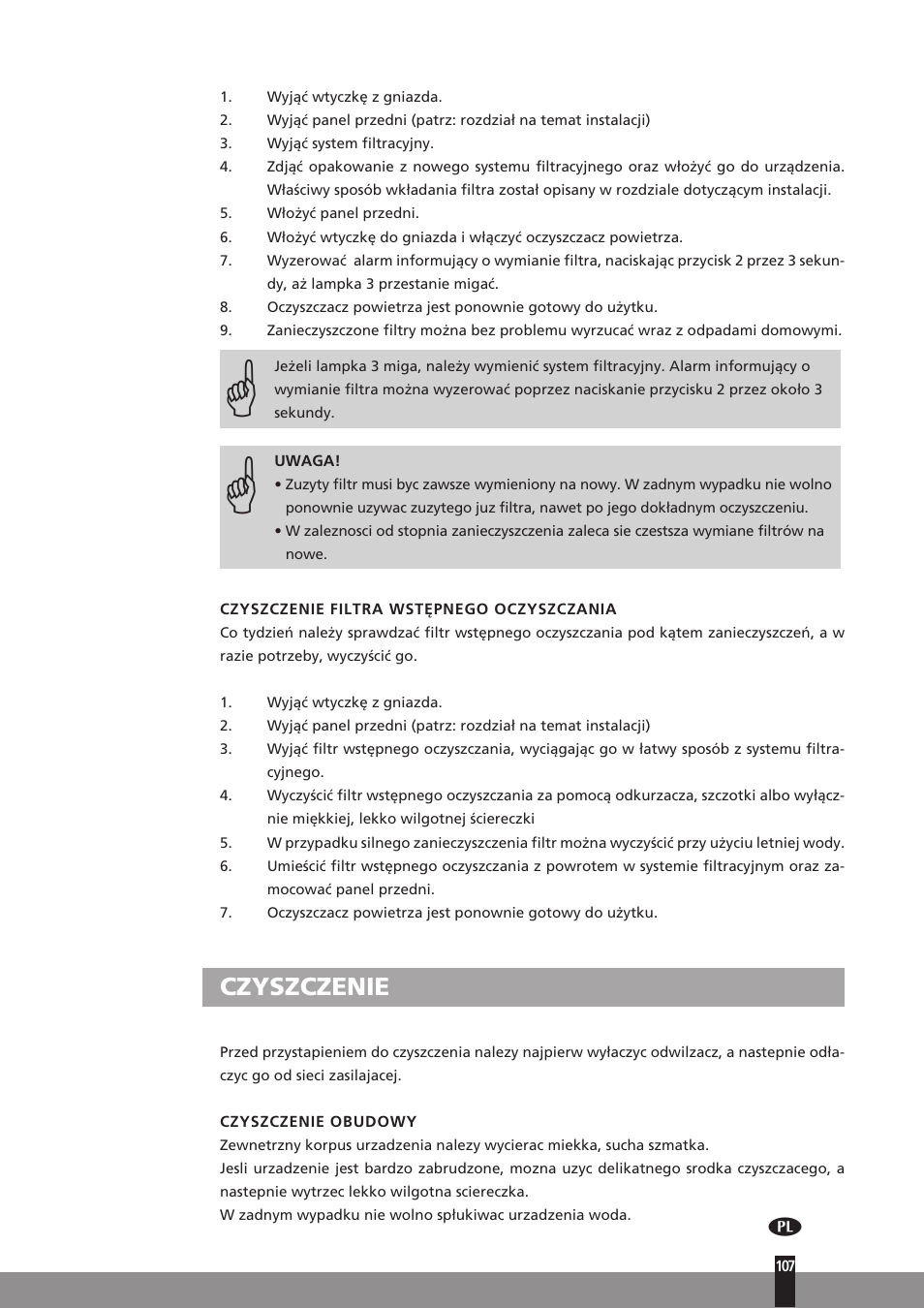 Czyszczenie | Qlima A25 User Manual | Page 107 / 136
