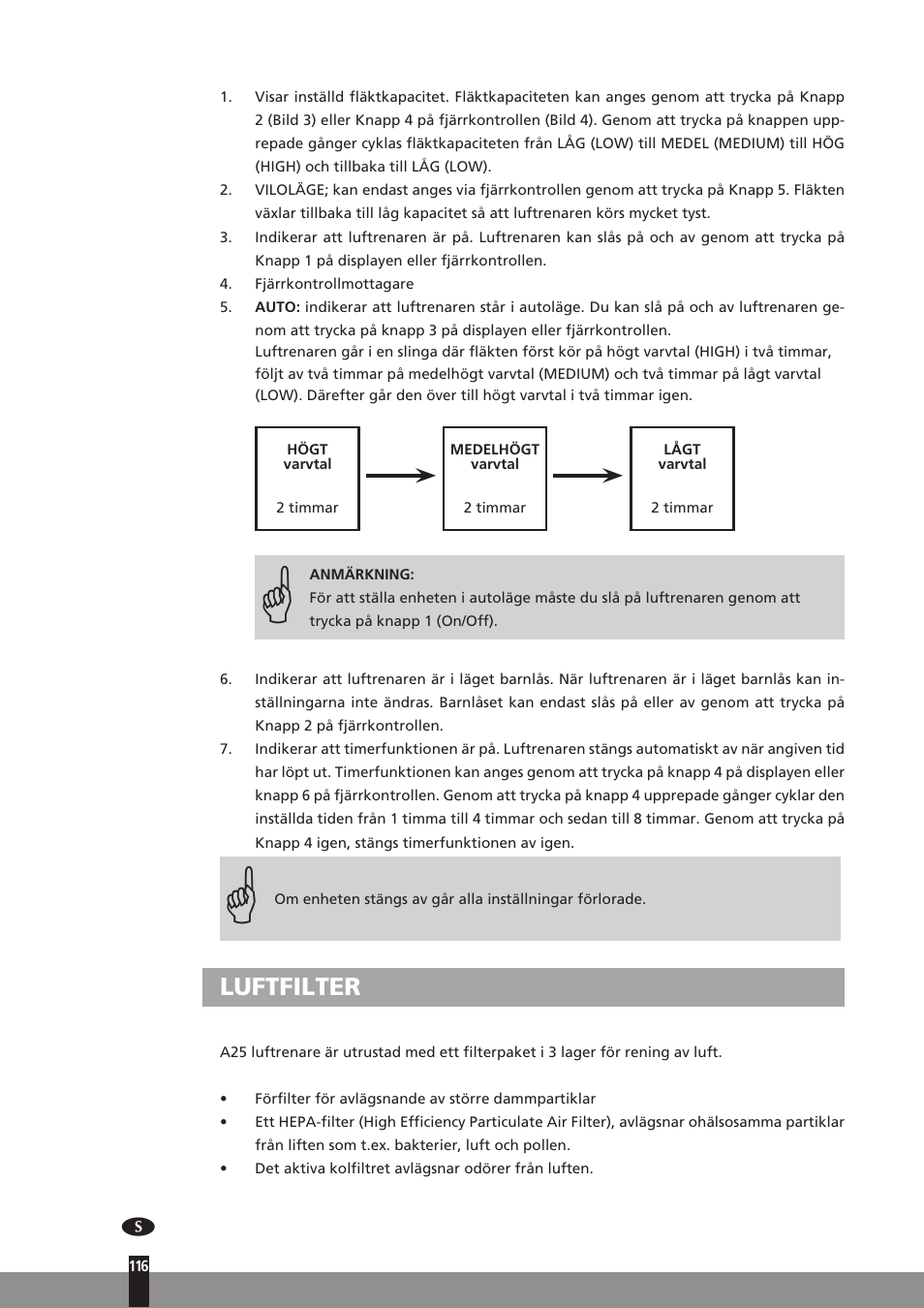 Luftfilter | Qlima A25 User Manual | Page 116 / 136