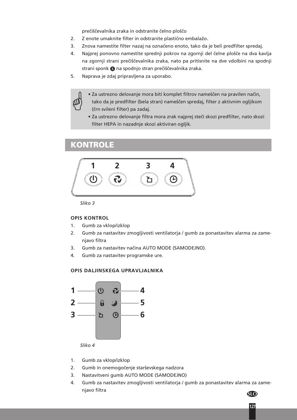 Kontrole 1 2 3 4 | Qlima A25 User Manual | Page 127 / 136