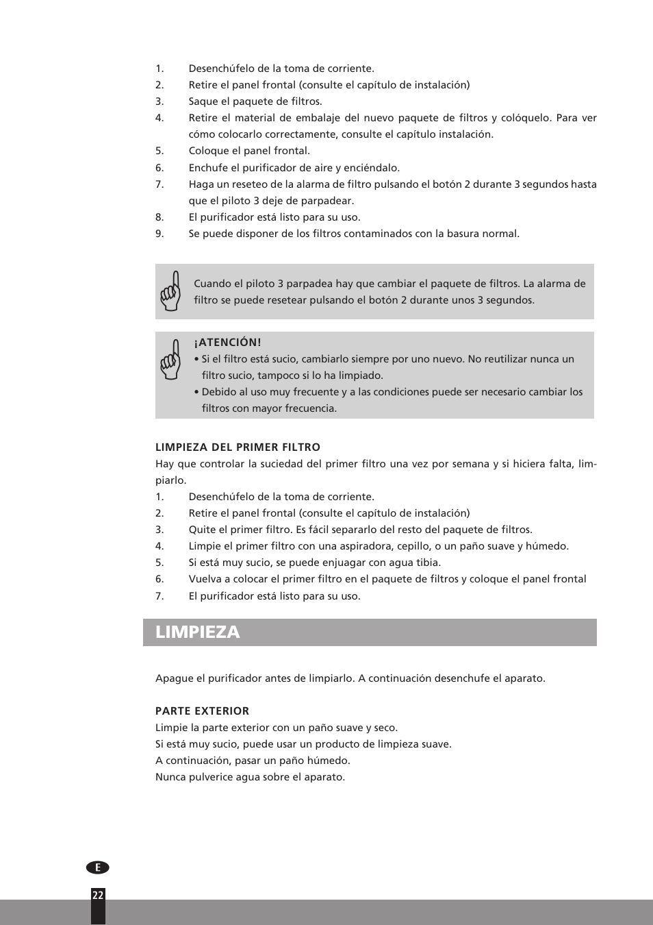 Limpieza | Qlima A25 User Manual | Page 22 / 136