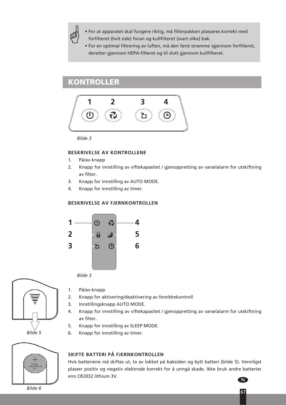 Kontroller 1 2 3 4 | Qlima A25 User Manual | Page 67 / 136