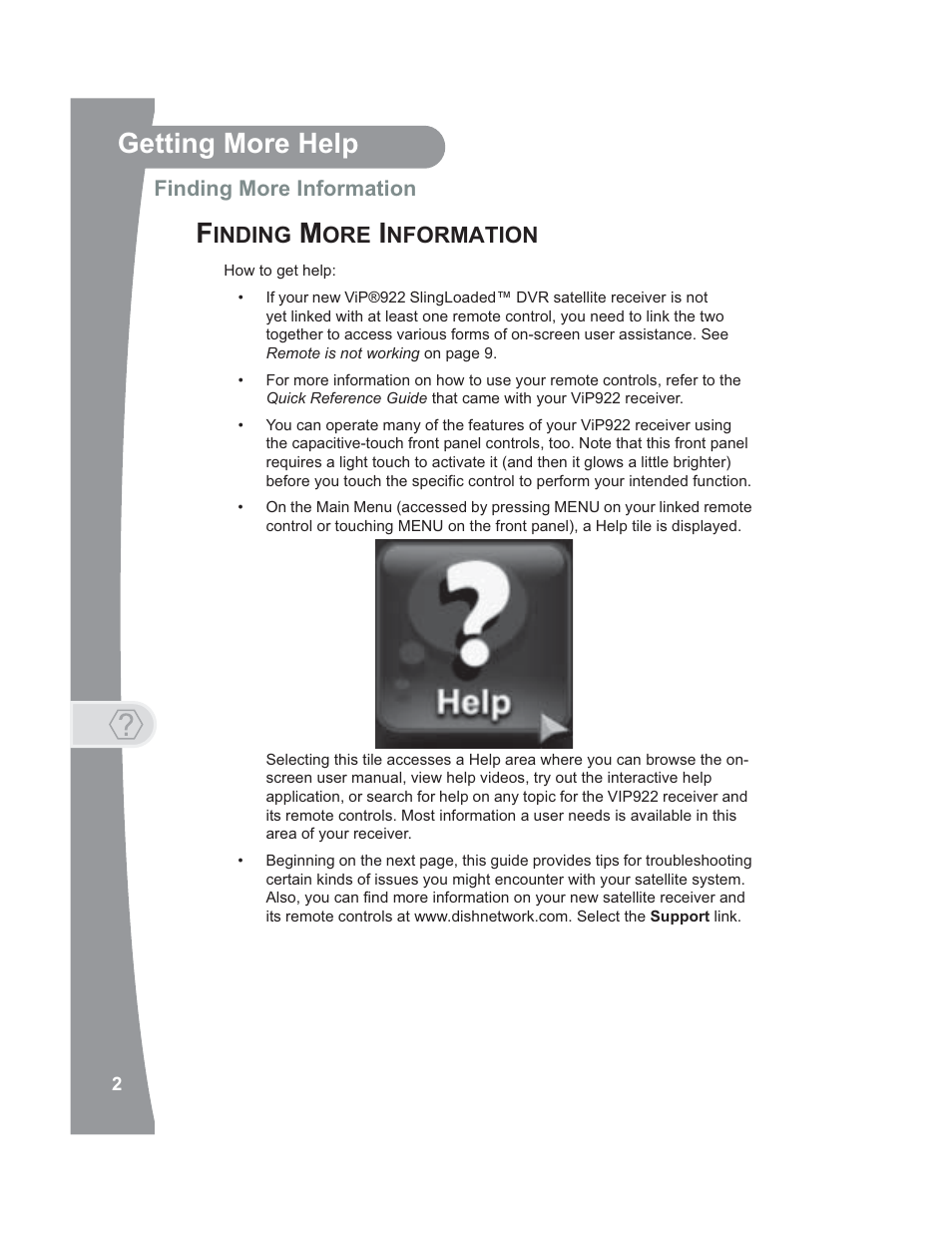 Inding, Nformation, Getting more help f | Dish Network 176779 User Manual | Page 10 / 45