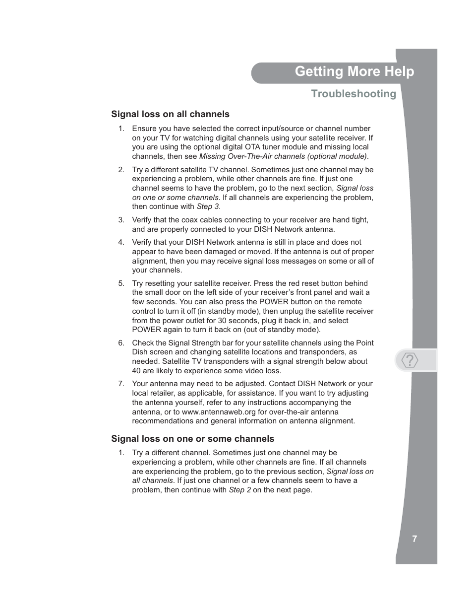 Getting more help, Troubleshooting | Dish Network 176779 User Manual | Page 15 / 45