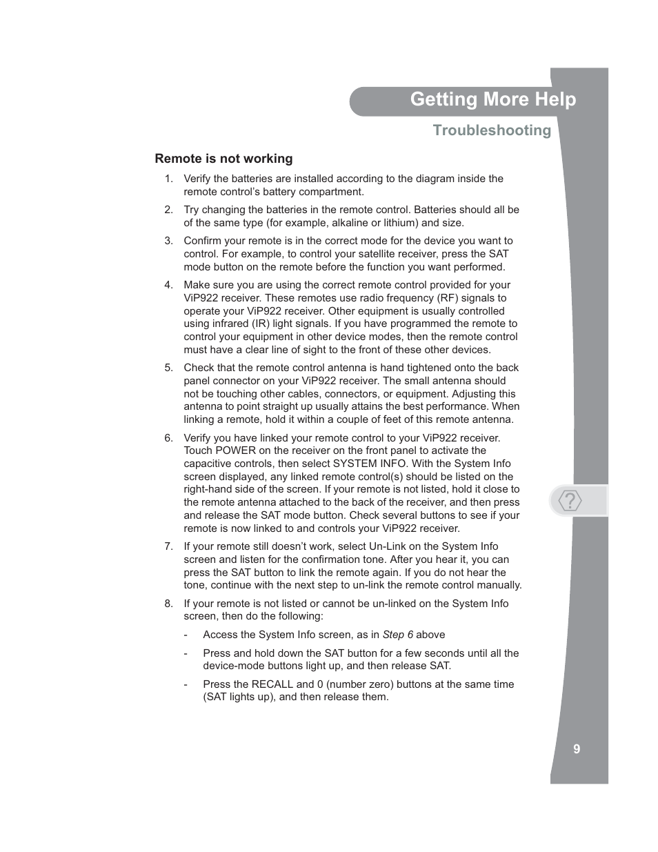 Getting more help, Troubleshooting | Dish Network 176779 User Manual | Page 17 / 45