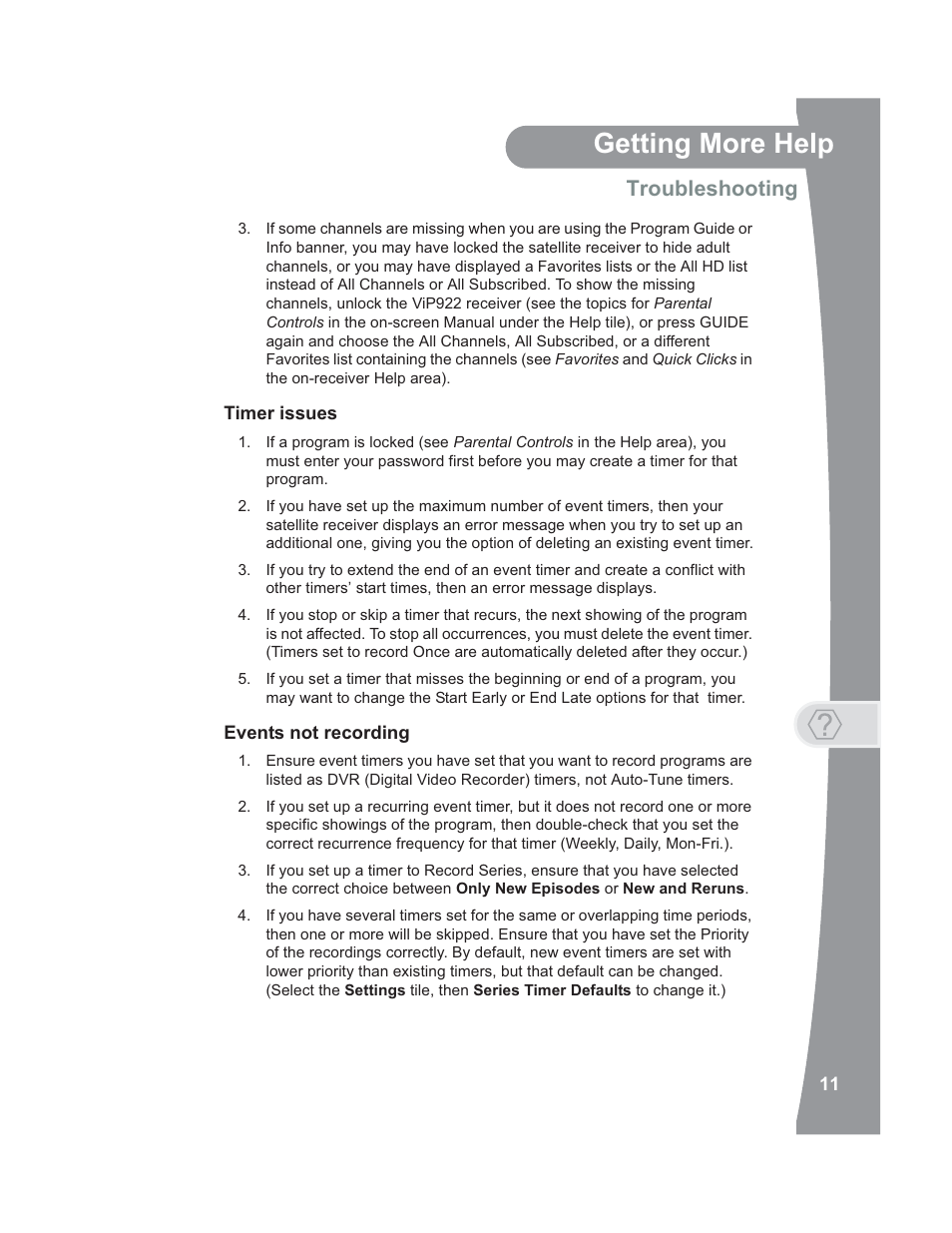 Getting more help, Troubleshooting | Dish Network 176779 User Manual | Page 19 / 45