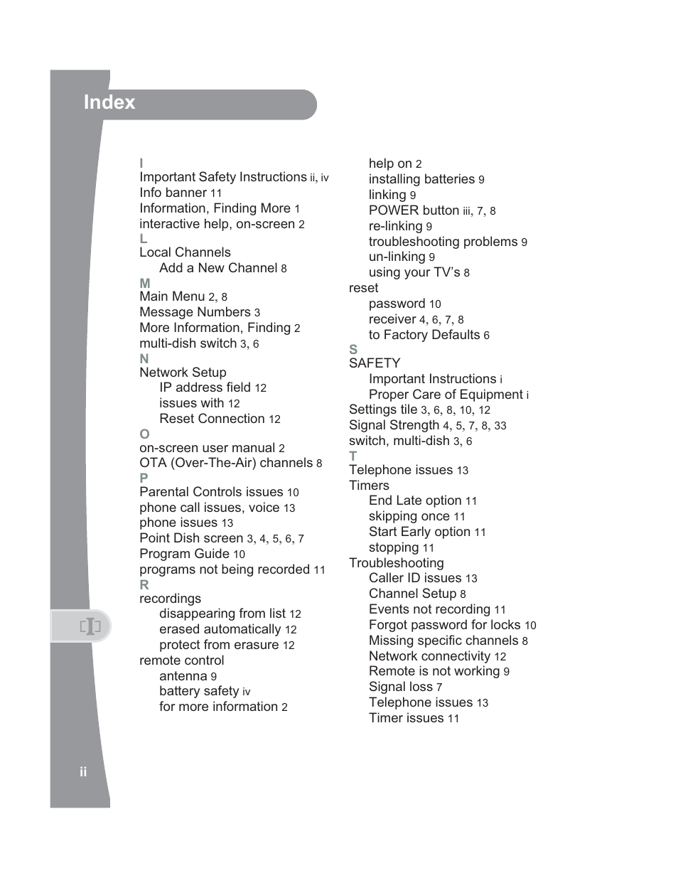 Index | Dish Network 176779 User Manual | Page 44 / 45