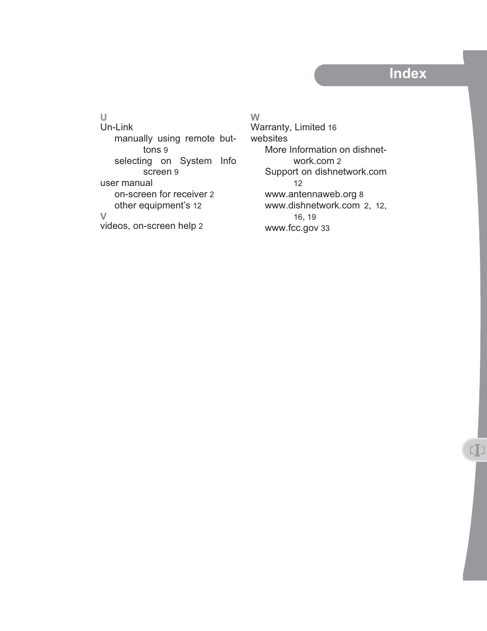 Index | Dish Network 176779 User Manual | Page 45 / 45