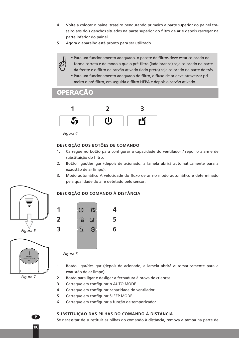 Operação 1 2 3 | Qlima A45 User Manual | Page 106 / 152