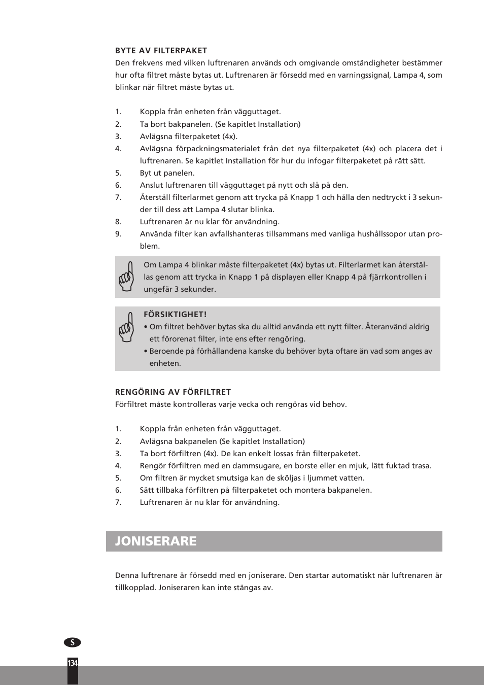 Joniserare | Qlima A45 User Manual | Page 134 / 152