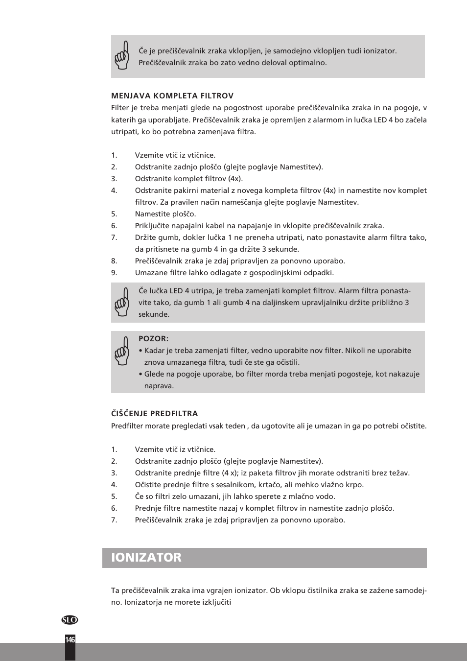 Ionizator | Qlima A45 User Manual | Page 146 / 152