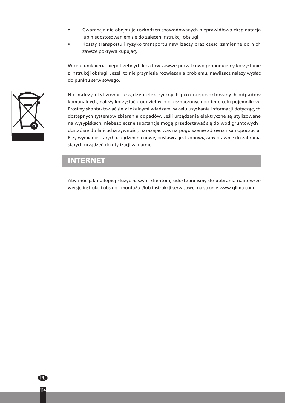 Internet | Qlima H130 User Manual | Page 114 / 140