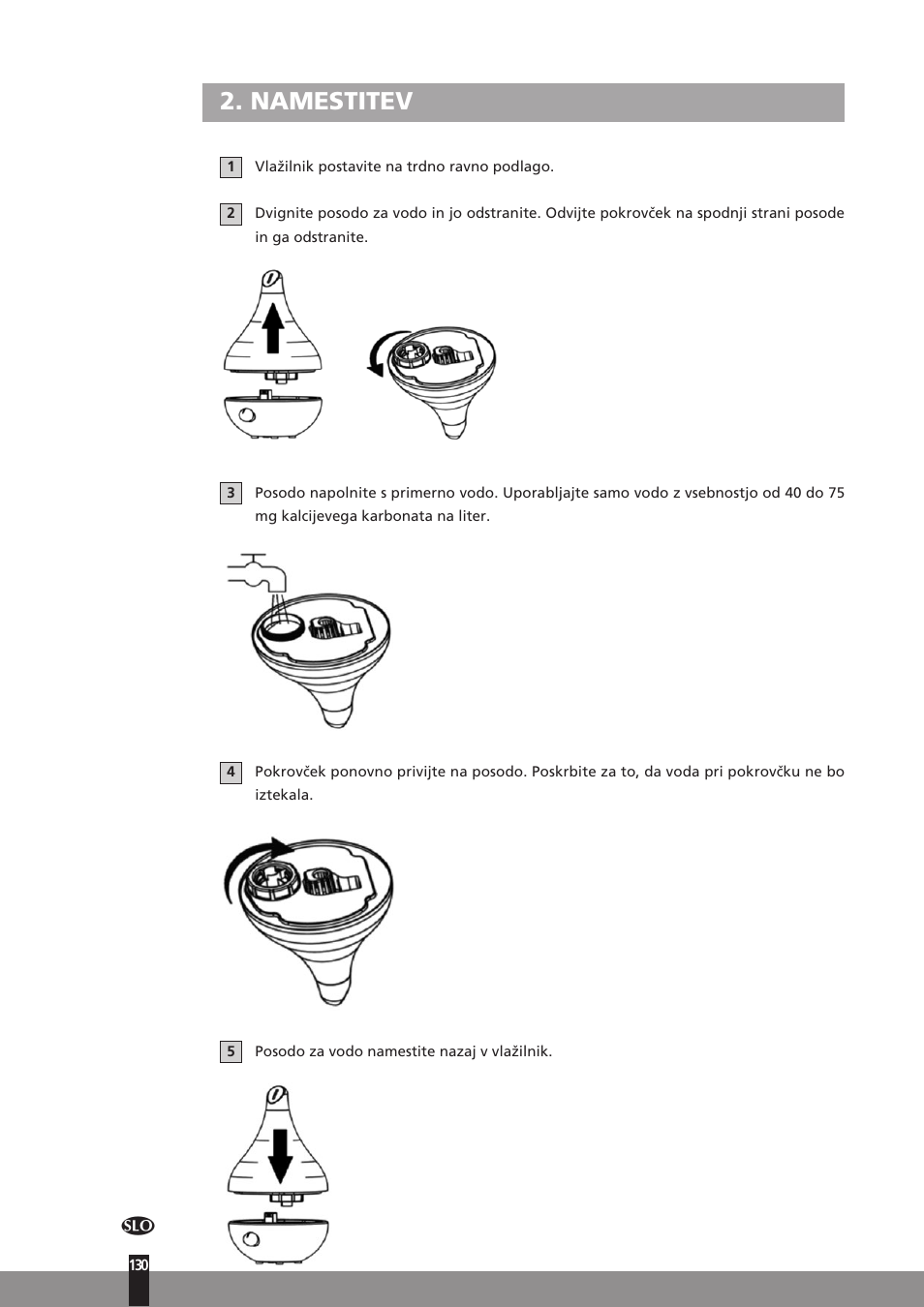 Namestitev | Qlima H130 User Manual | Page 130 / 140