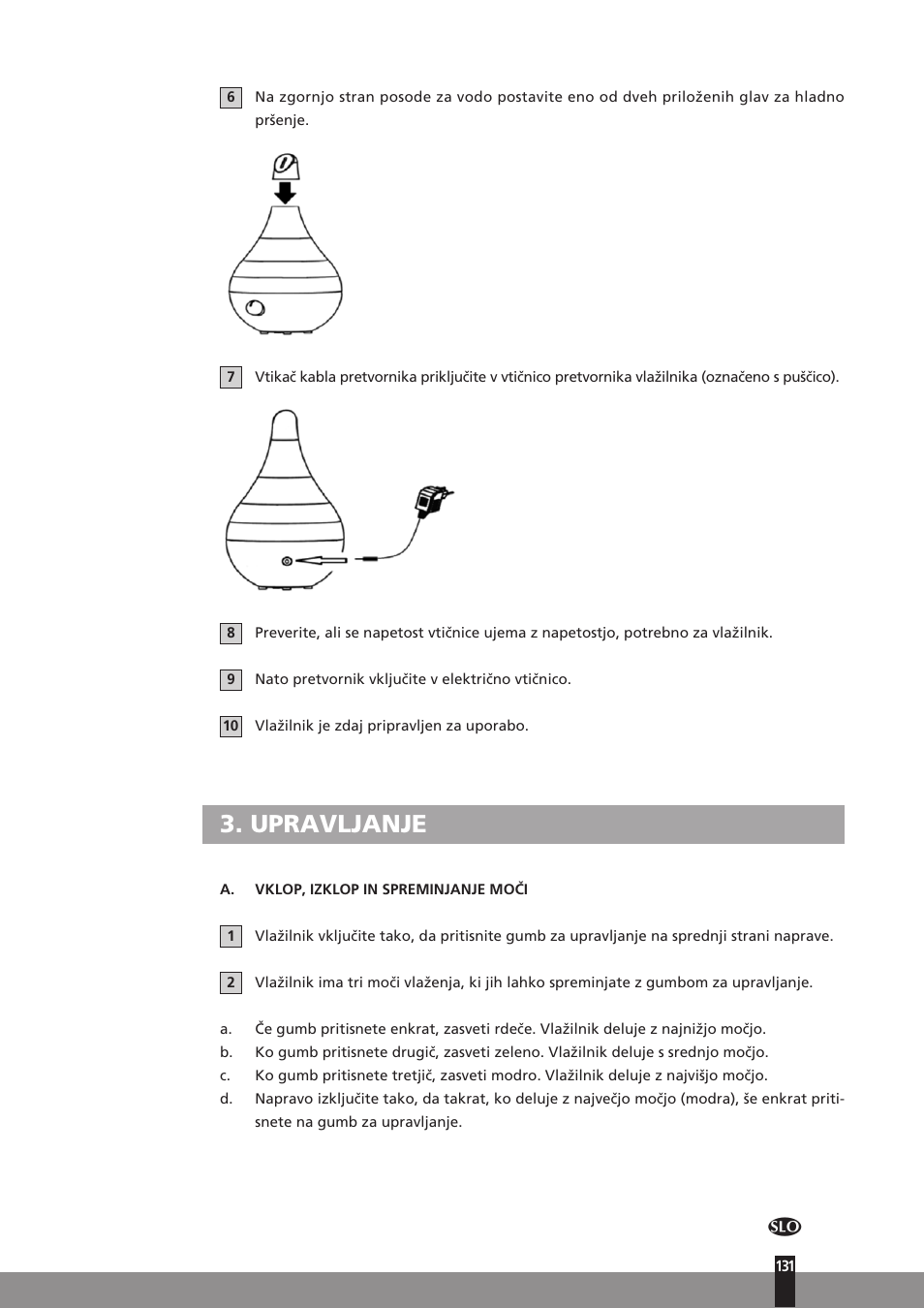 Upravljanje | Qlima H130 User Manual | Page 131 / 140
